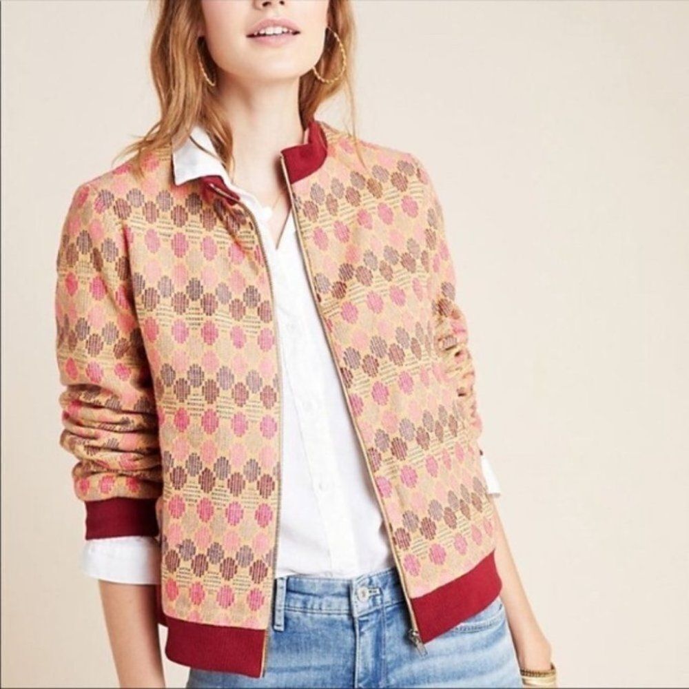 Chloe Oliver Anthropologie Jacquard Bomber Jacket